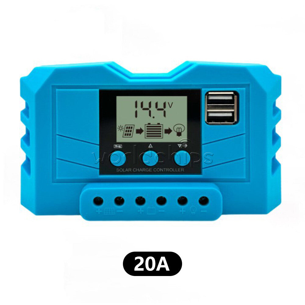 10A/20A/30A 12V/24V PWM Photovoltaic Solar Battery Charge Controller LCD Display