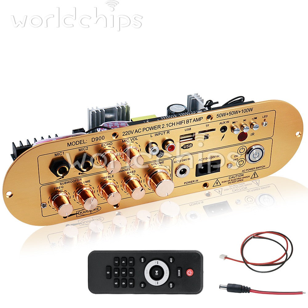 D900 Amplifier Board 2.1 Channel BLE5.0 Digital Amp Board Adjustable Bass Treble