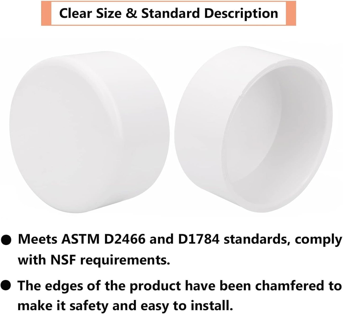 4" PVC Pipe End Cap, Schedule 40 Furniture Grade, White Plug for DIY Furniture