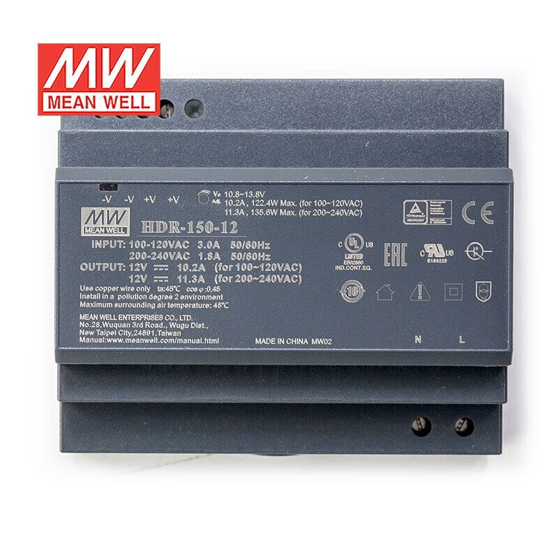 Mean Well HDR-150 Series DIN Rail Power Supply 150W 12V 24V 48V HDR-150