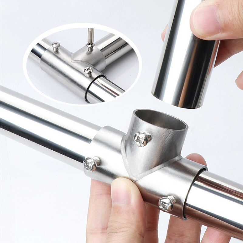 4 Pcs 3-Way Boat Handrail Fitting Tee Rail Stainless Steel for 1" Tube