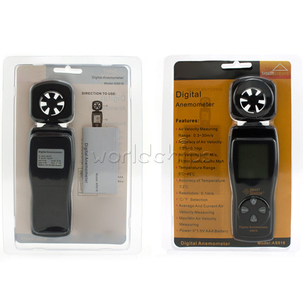 AS816 Anemograph Air Flow Meter Anemometer Handheld Digital Wind Speed Measure