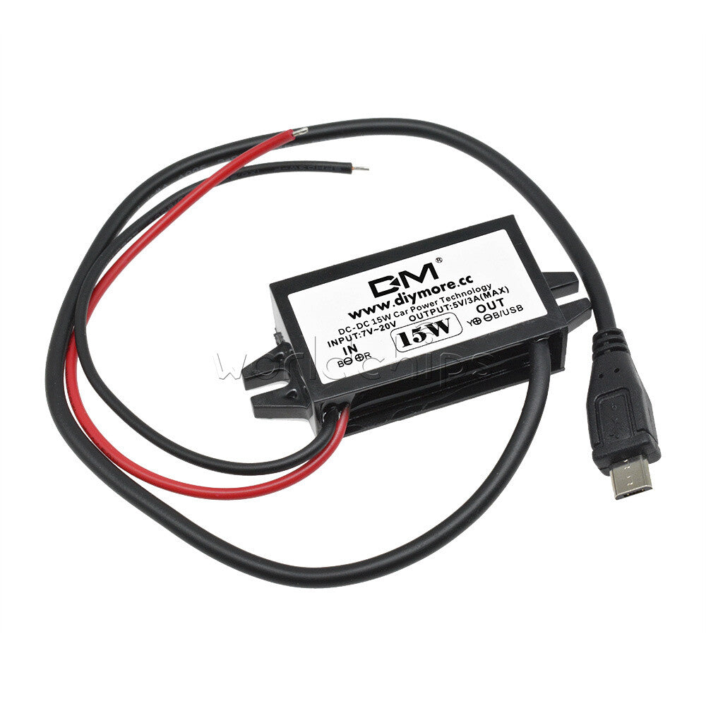10PCS DC-DC Car Charger Converter Module 12V To 5V 3A 15W with Micro USB Cable
