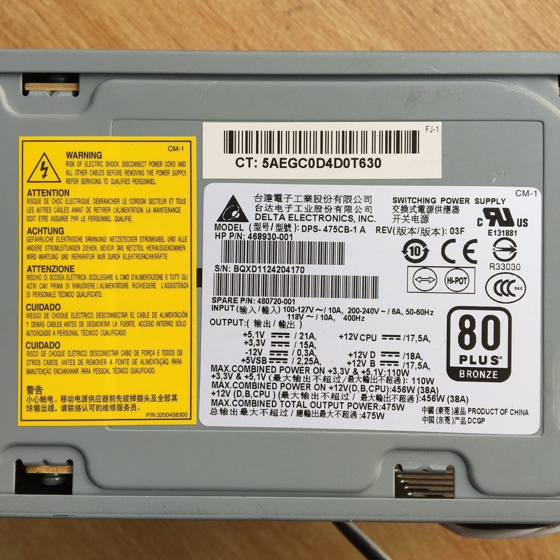 FOR HP Z400 Workstation Power Supply DPS-475CB-1 A 468930-001 480720-001
