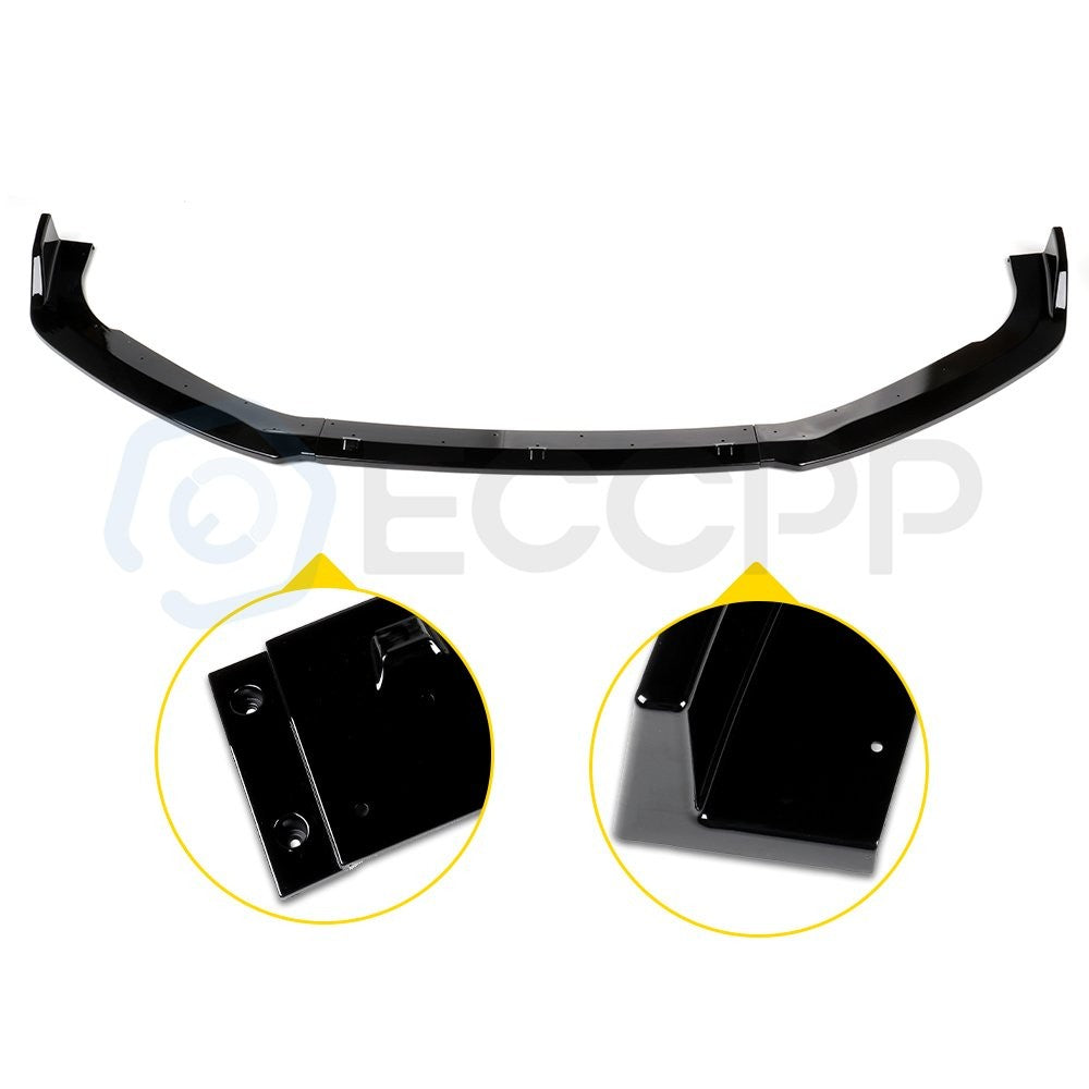 For Honda Accord 2018 2019 Glossy Black 3PCS Front Bumper Cover Trim Spoiler Lip