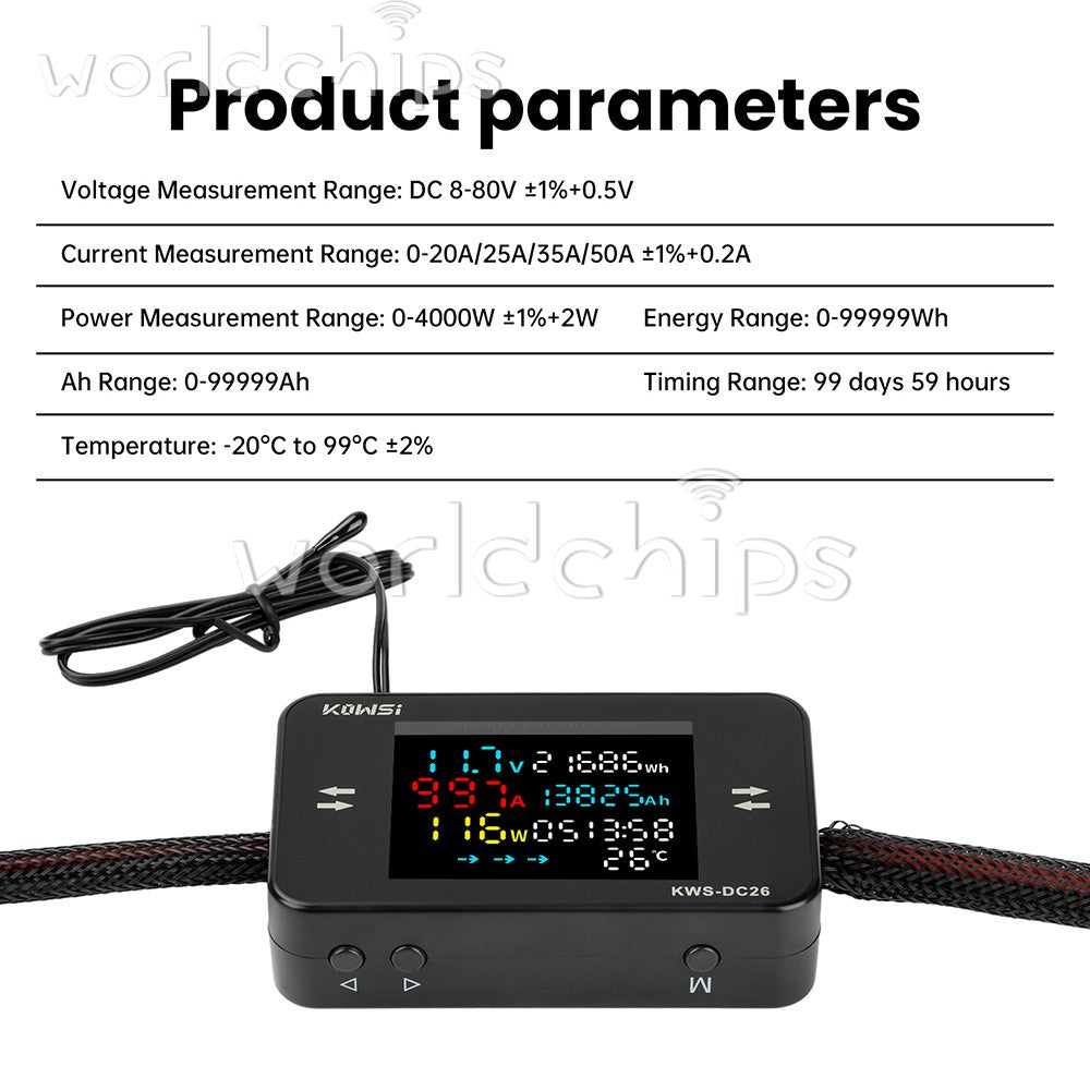 DC 8-80V Digital LCD Battery Charger Tester Voltage Current Energy Power Meter