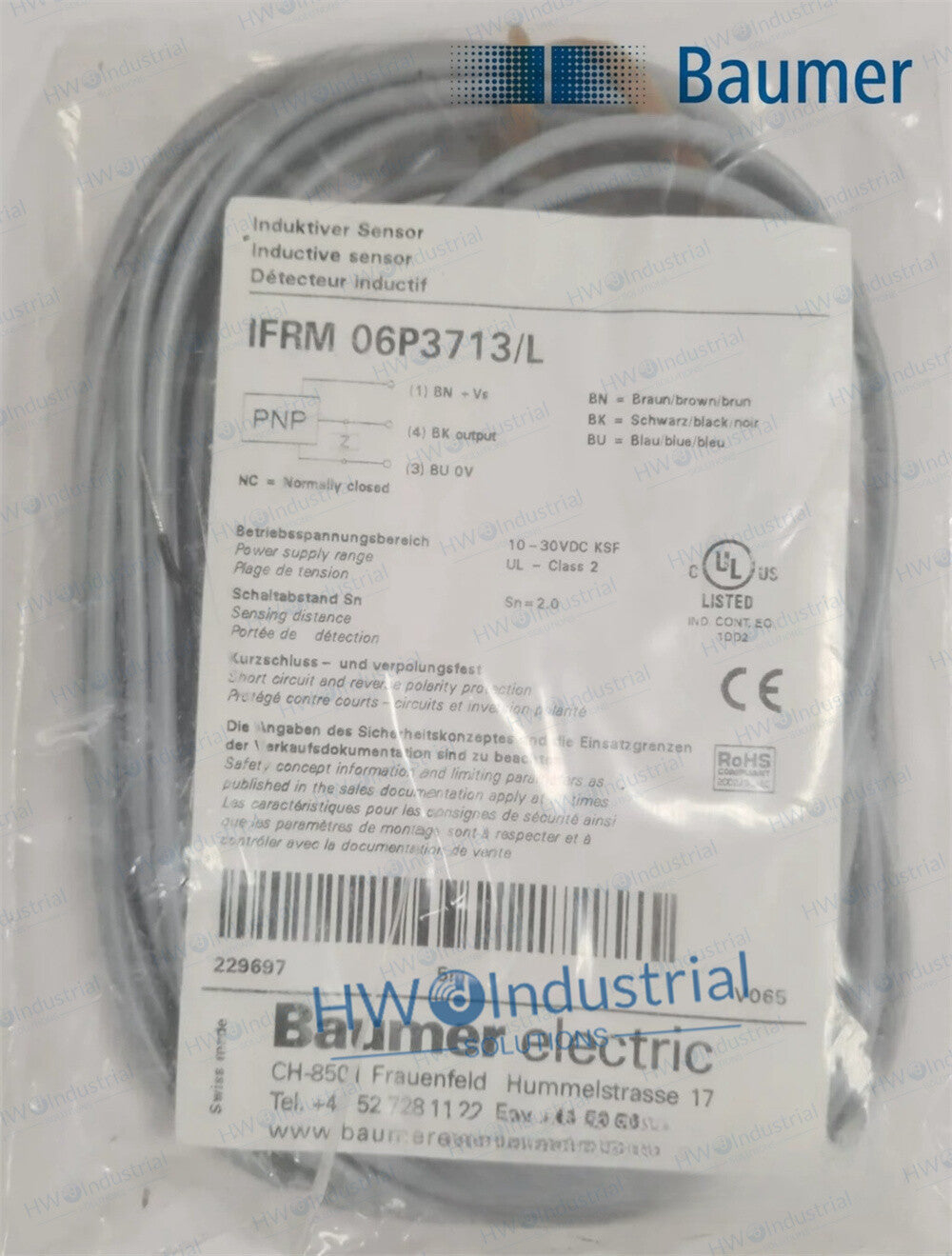 1/piece IFRM 06P3713/L Baumer Inductive Proximity Switch Sensor