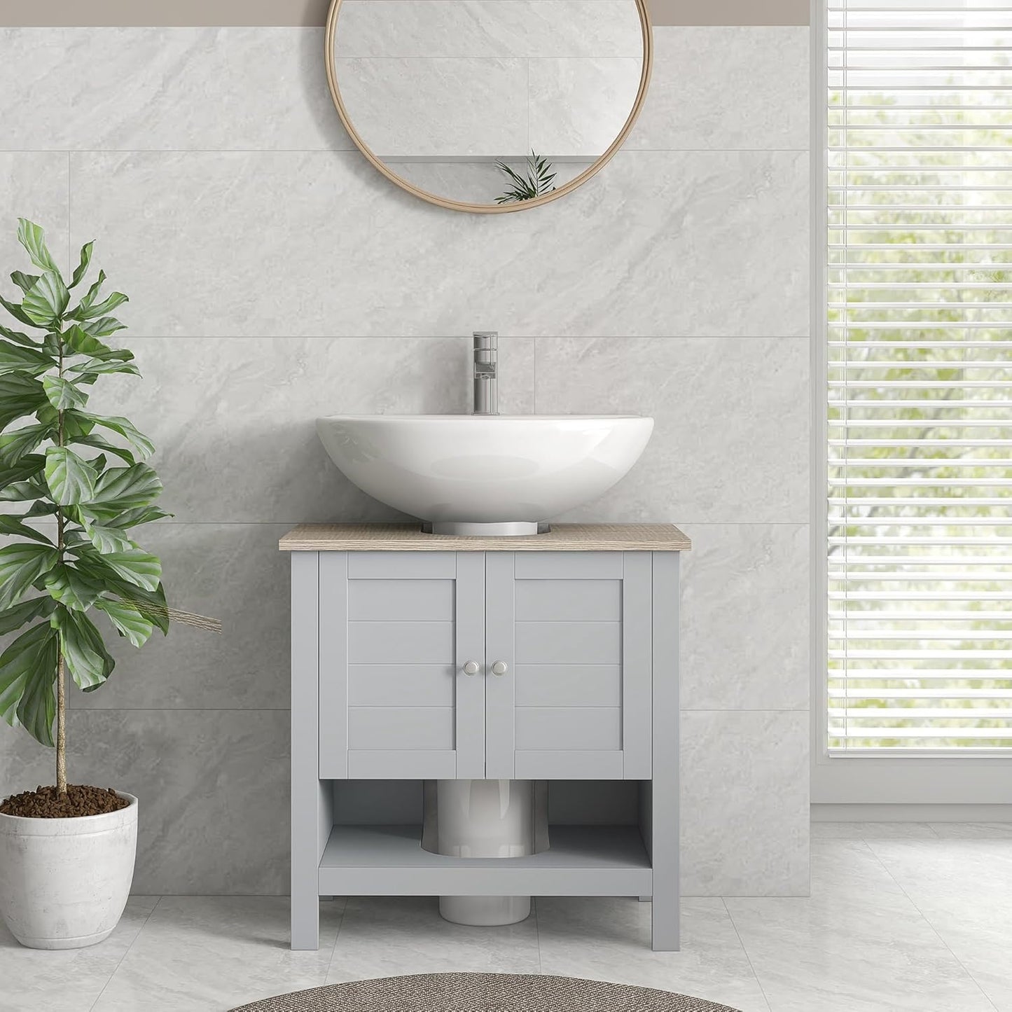 Pedestal Sink Storage Cabinet, under Sink Bathroom Vanity with Adjustable Shelf