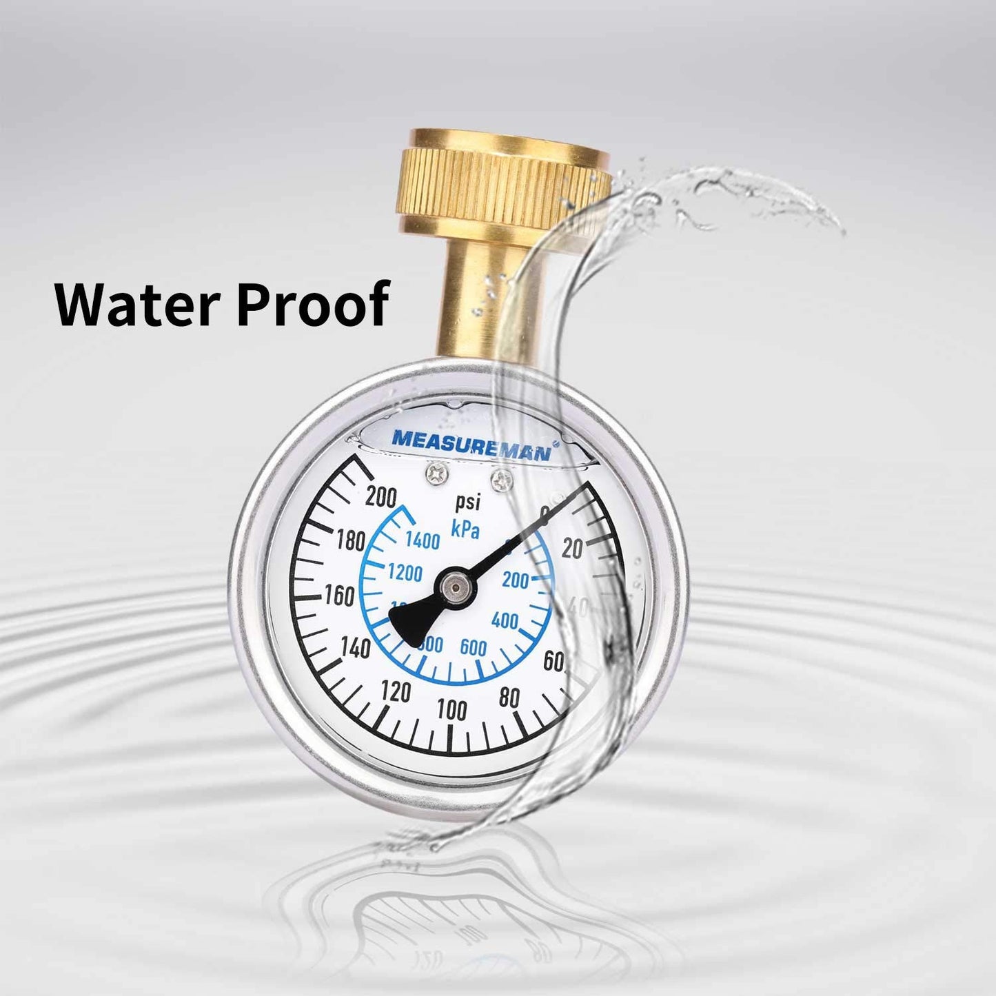 2-1/2" Glycerin Filled Stainless Steel Water Pressure Test Gauge, 3/4" Female Ho