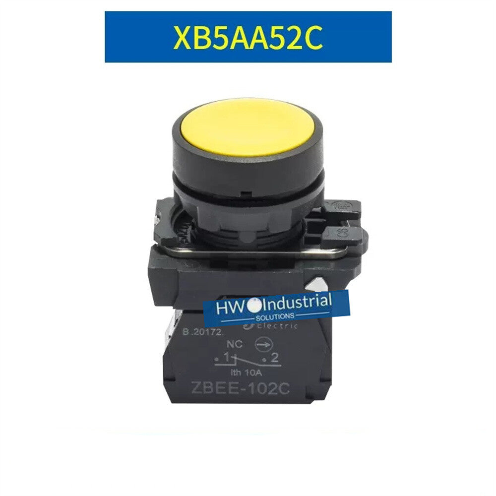 2/Piece  XB5 Series Flat Head Button Switch XB5AA52C XB5-AA52C Yellow 1NC