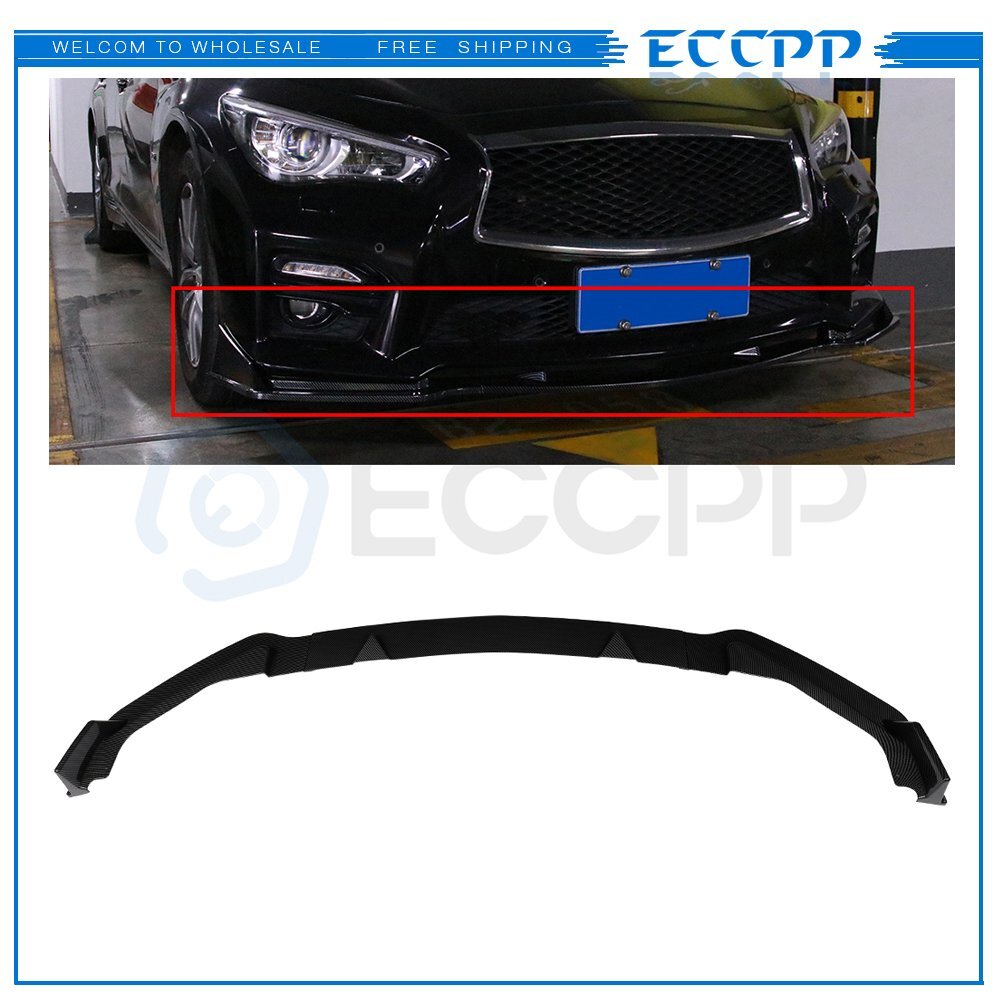 Fit For 14-17 Infiniti Q50 Base Premium Carbon Look Front Bumper Body Kit Lip