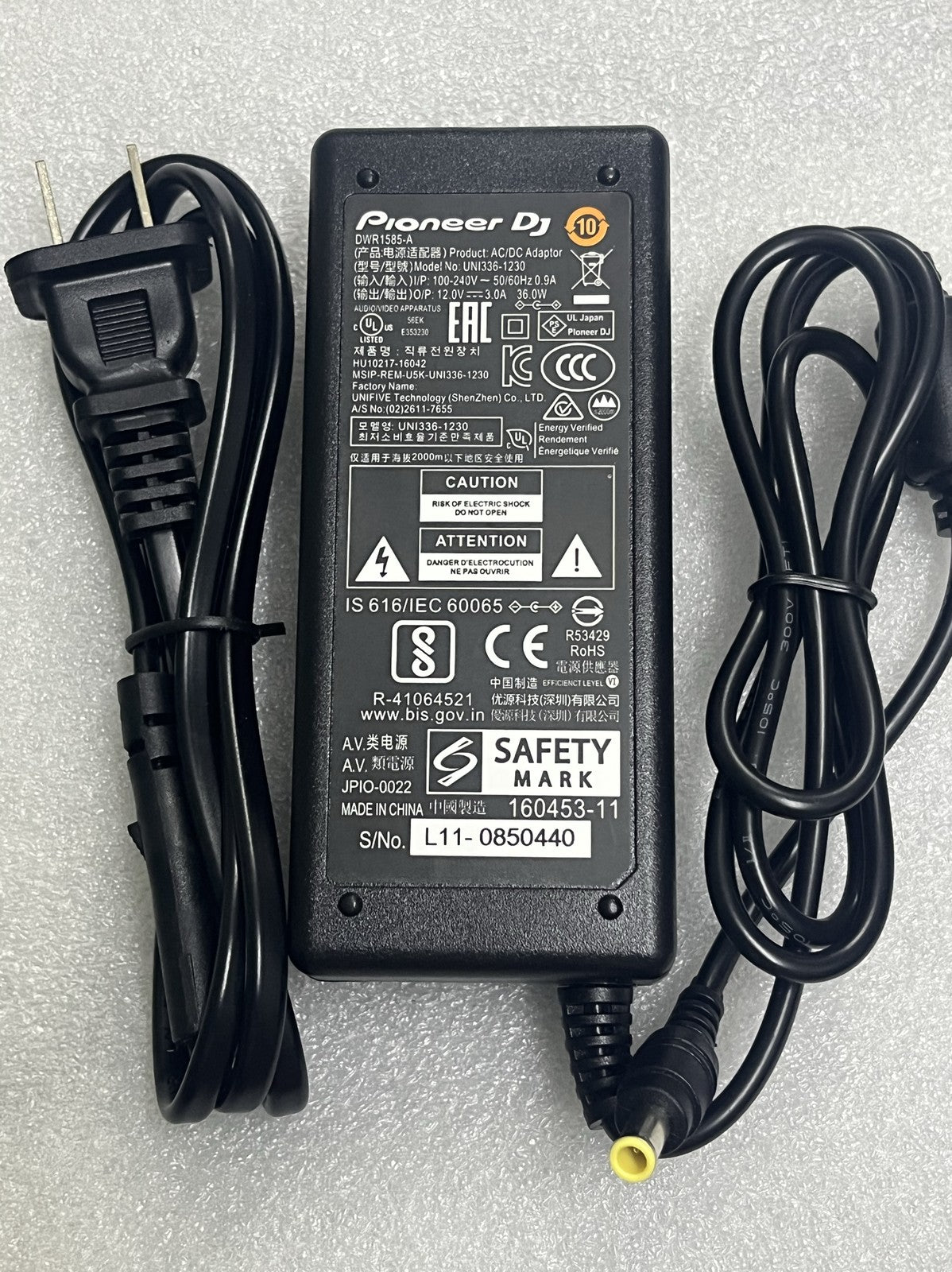 Pioneer DJ Controller UNI336-1230 DWR1598 DJM-S3 Mixer AC Adapter Power Supply