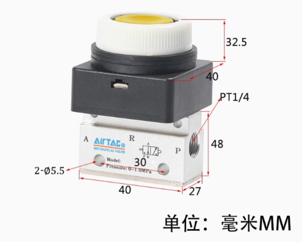 1pcs AirTAC Mechanical Valve CM3PF08B CM3PF08G CM3PF08R CM3PF08Y