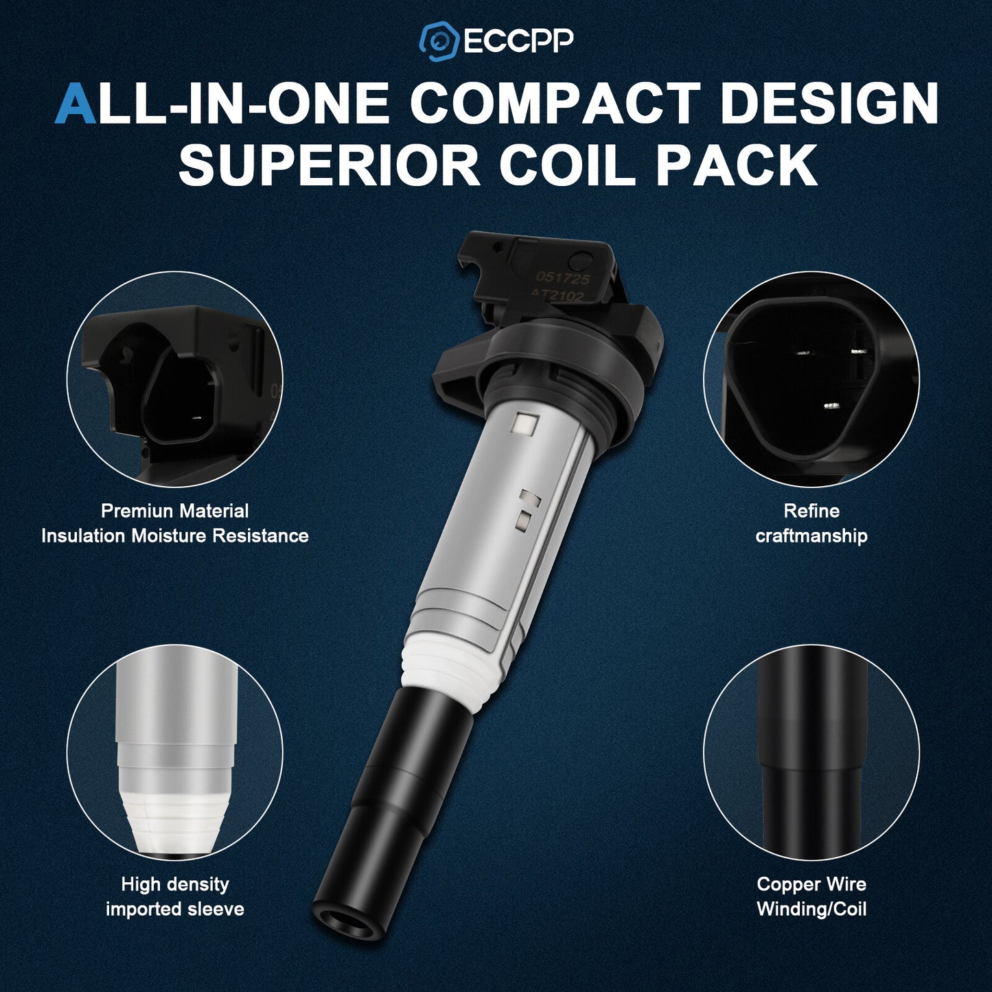 ECCPP 6 Ignition Coils For 07-13 BMW 328i 07-10 BMW 335i 08-13 BMW 128i L6 3.0L
