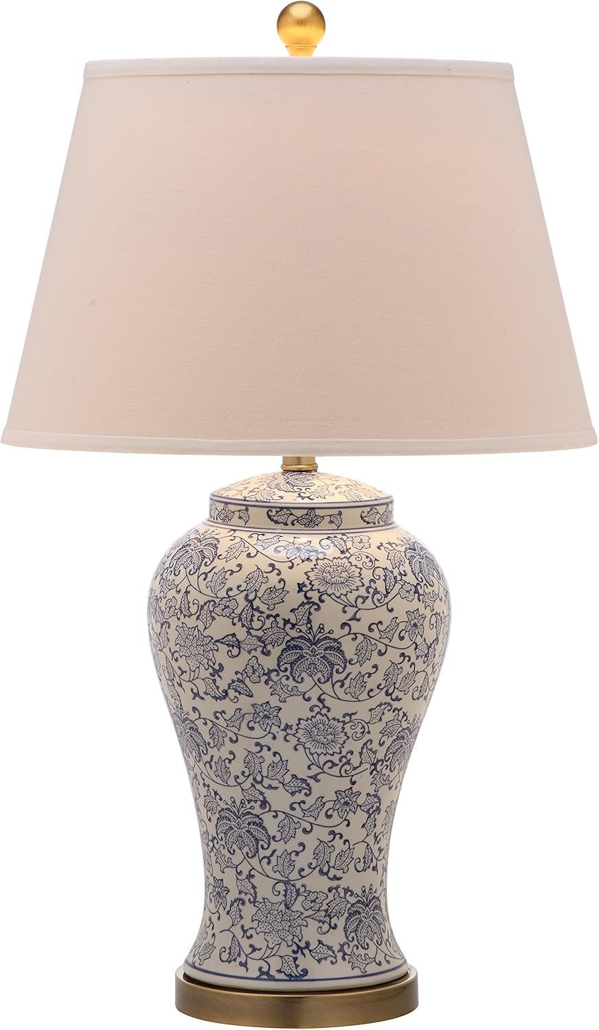 Set of 2 Blue & White Floral Table Lamps - 29-Inch Ceramic, for Bedroom