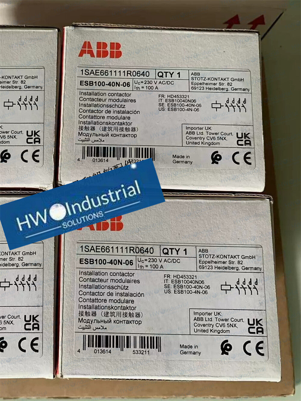 1/Piece ESB100-40N-06 ABB Building Contactor Coil 220-230VAC 100A 60Hz