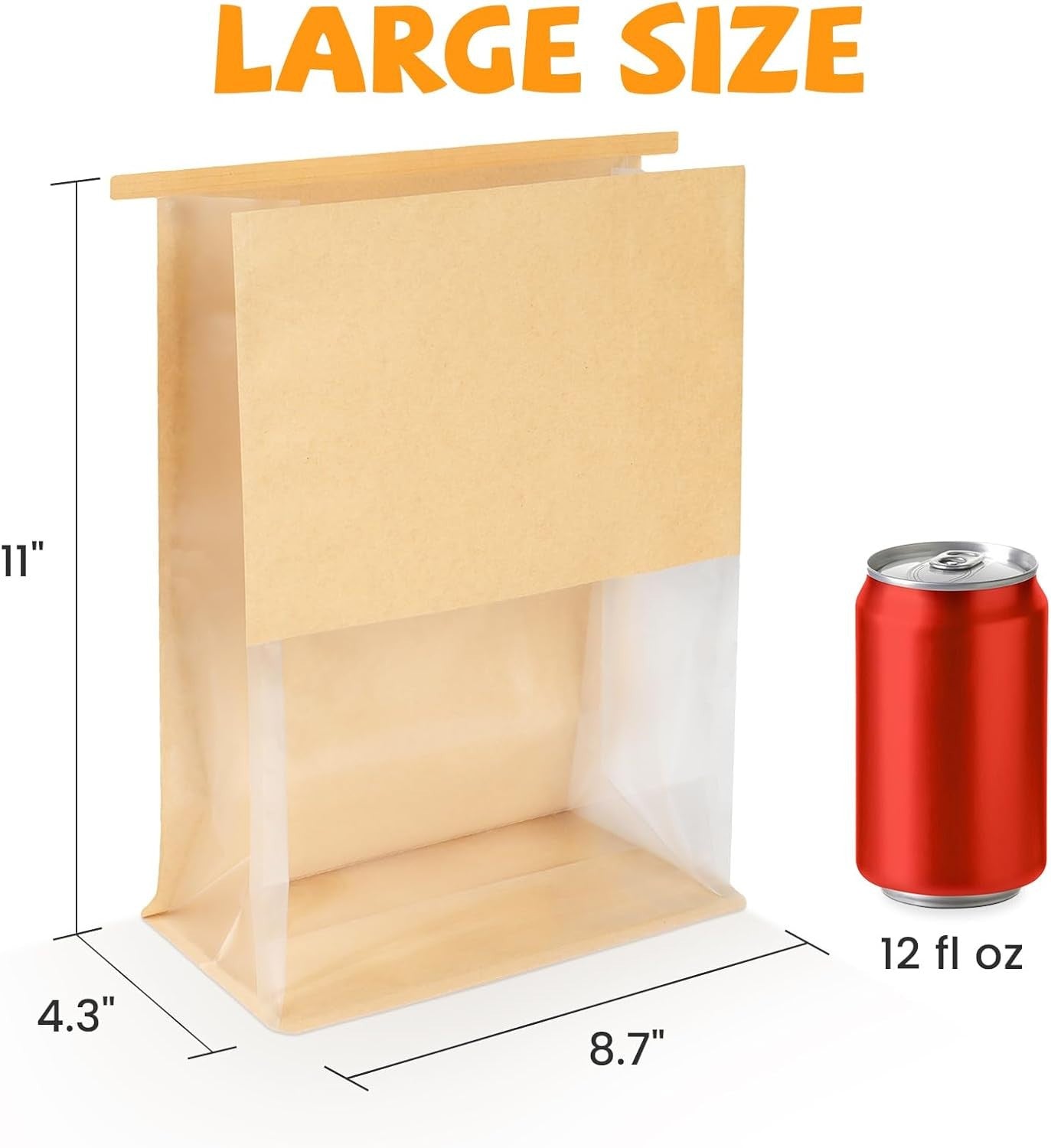 50 Pack Bread Bags with Tabs for Homemade Sourdough Bread, 8.7X4.3X11 Inches Tin