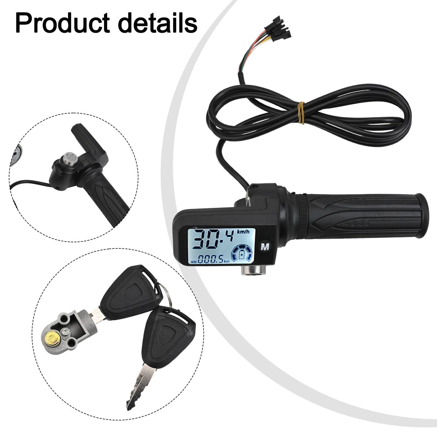 Throttle Handle for Electric Bikes with Key Locks and LCD Functionality