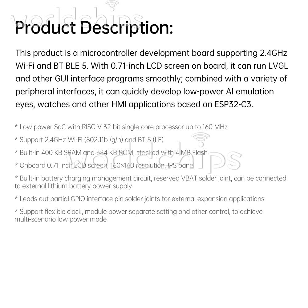 ESP32-C3FH4 WIFI Bluetooth Development Board 0.71inch LCD Display Module 160×160