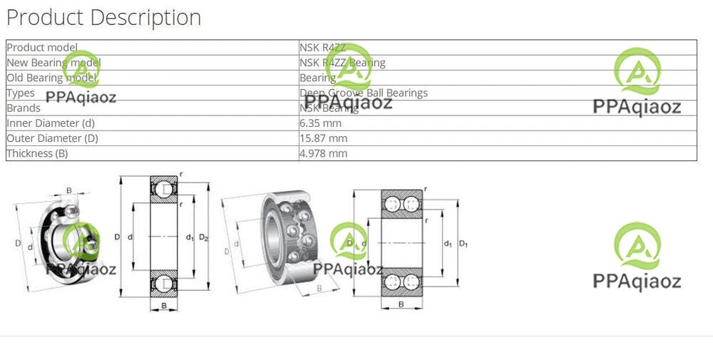 10PCS NSK R4ZZ Deep Groove Ball Bearings 6.35x15.87x4.978mm #P