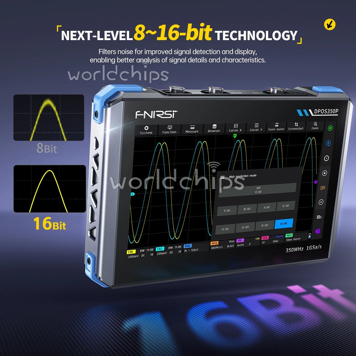 FNIRSI 4-in-1 350MHz Digital Oscilloscope Signal Generator Spectrum DPOS350P