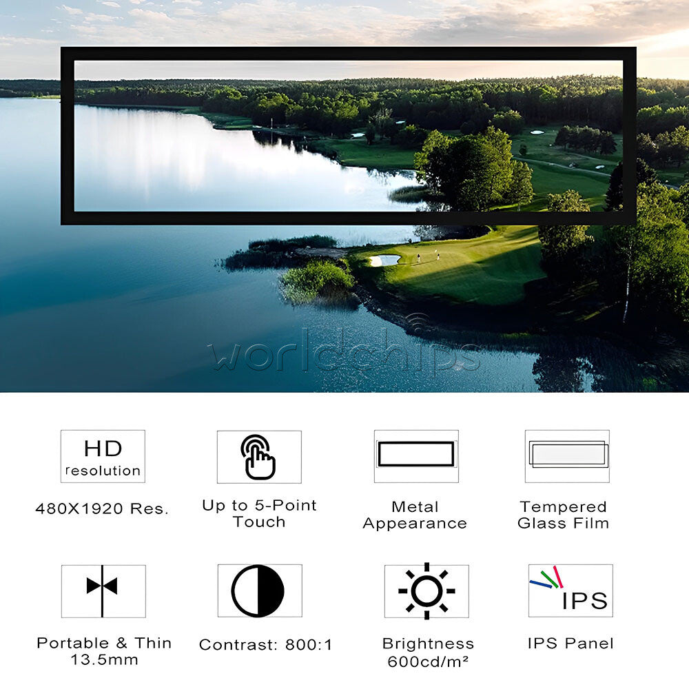 8.8"Long Strip LCD Screen 1920*480 USB-HDMI Sub-Display Monitor for Computer Car