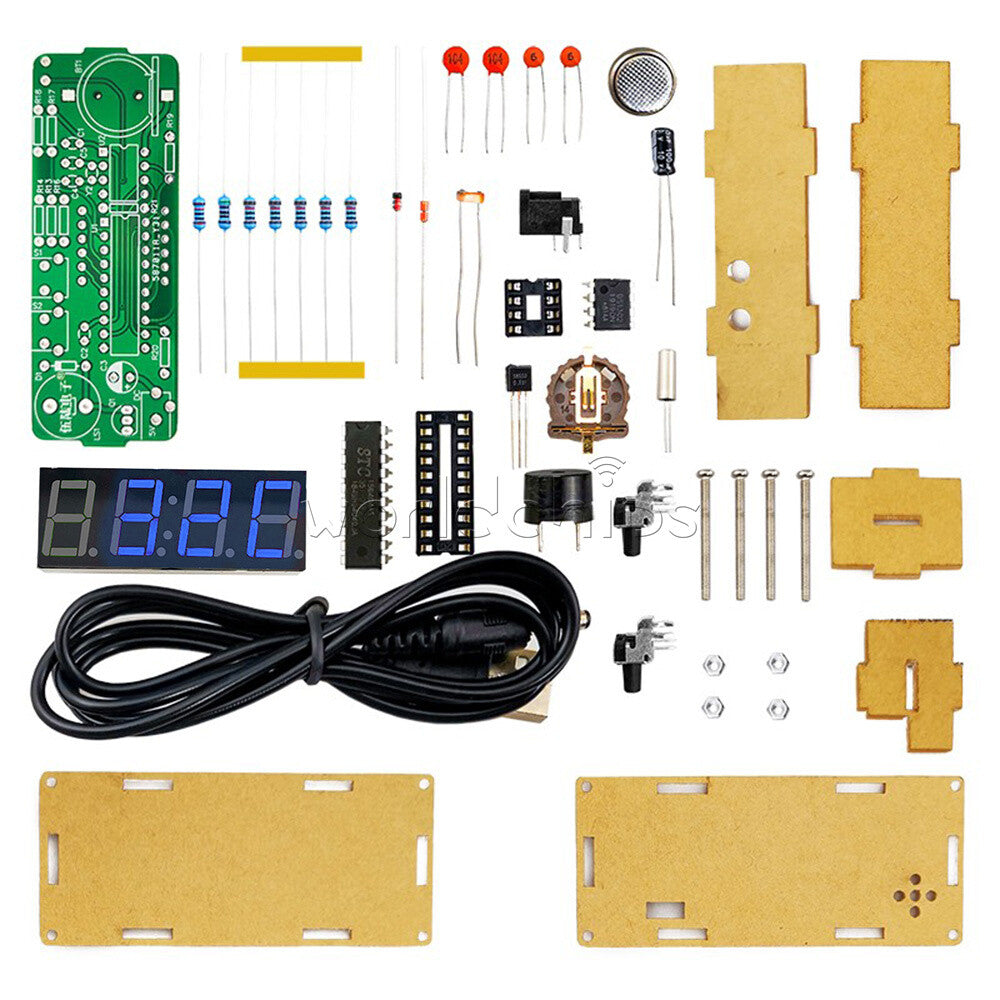 Electronic Clock Kit Set 51 Microcomputer LED Temperature / Time Display DS1302
