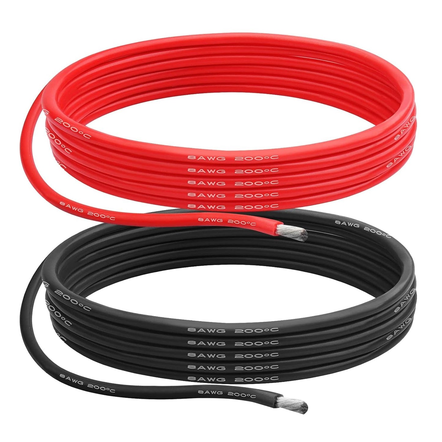 8 AWG Gauge Silicone Wire Electrical Cable（10Ft Red &10Ft Black） Soft & Flexible