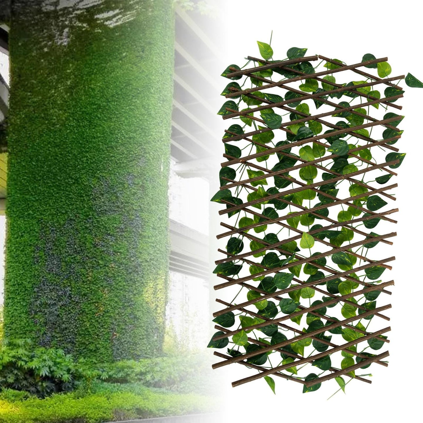 Expanding Trellis Artificial Flower Garden Wall Leaf Wood Fence Privacy/Screen
