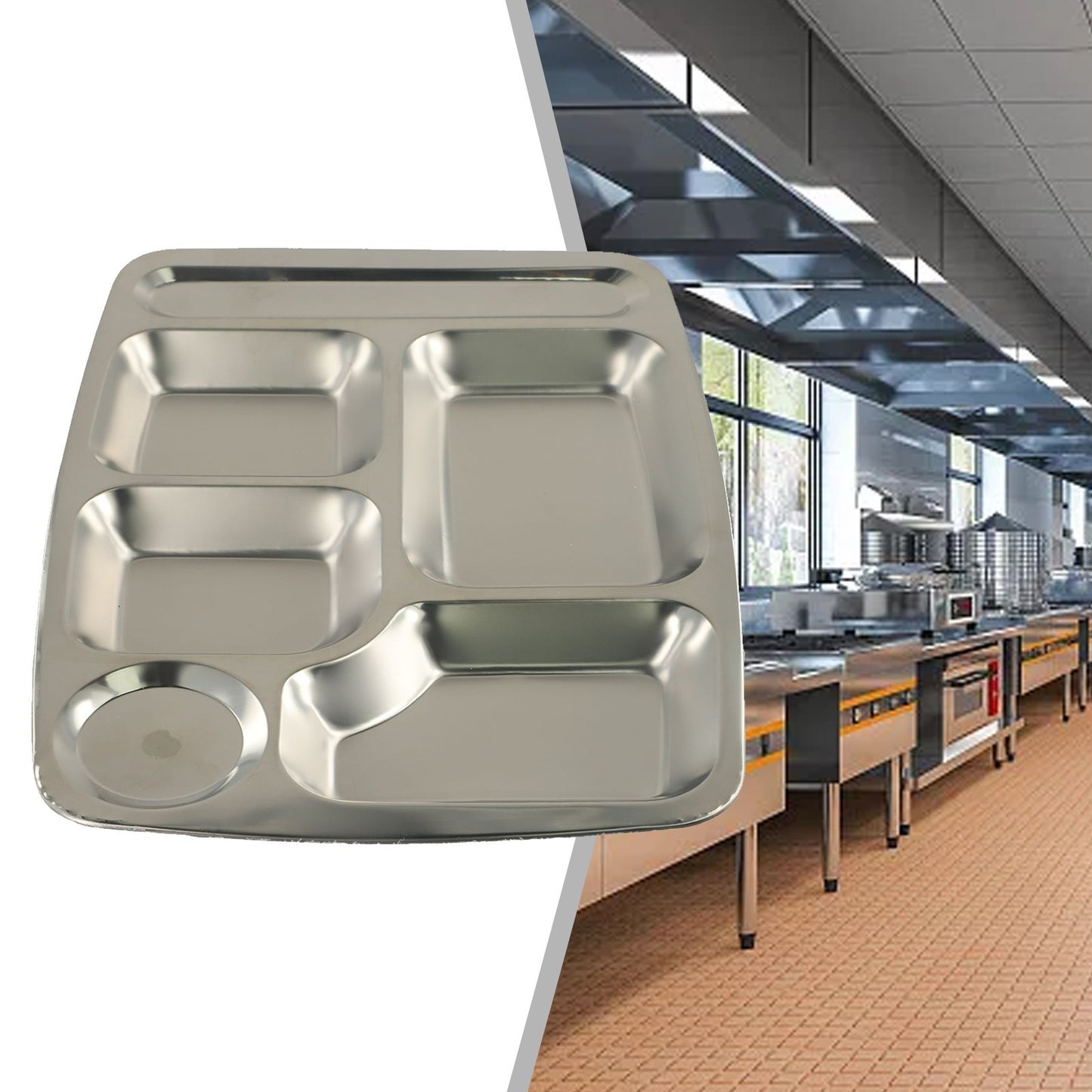 Stainless Steel Kids Snack Tray School  Food Lunch Box Plate 4/5/6 Grids