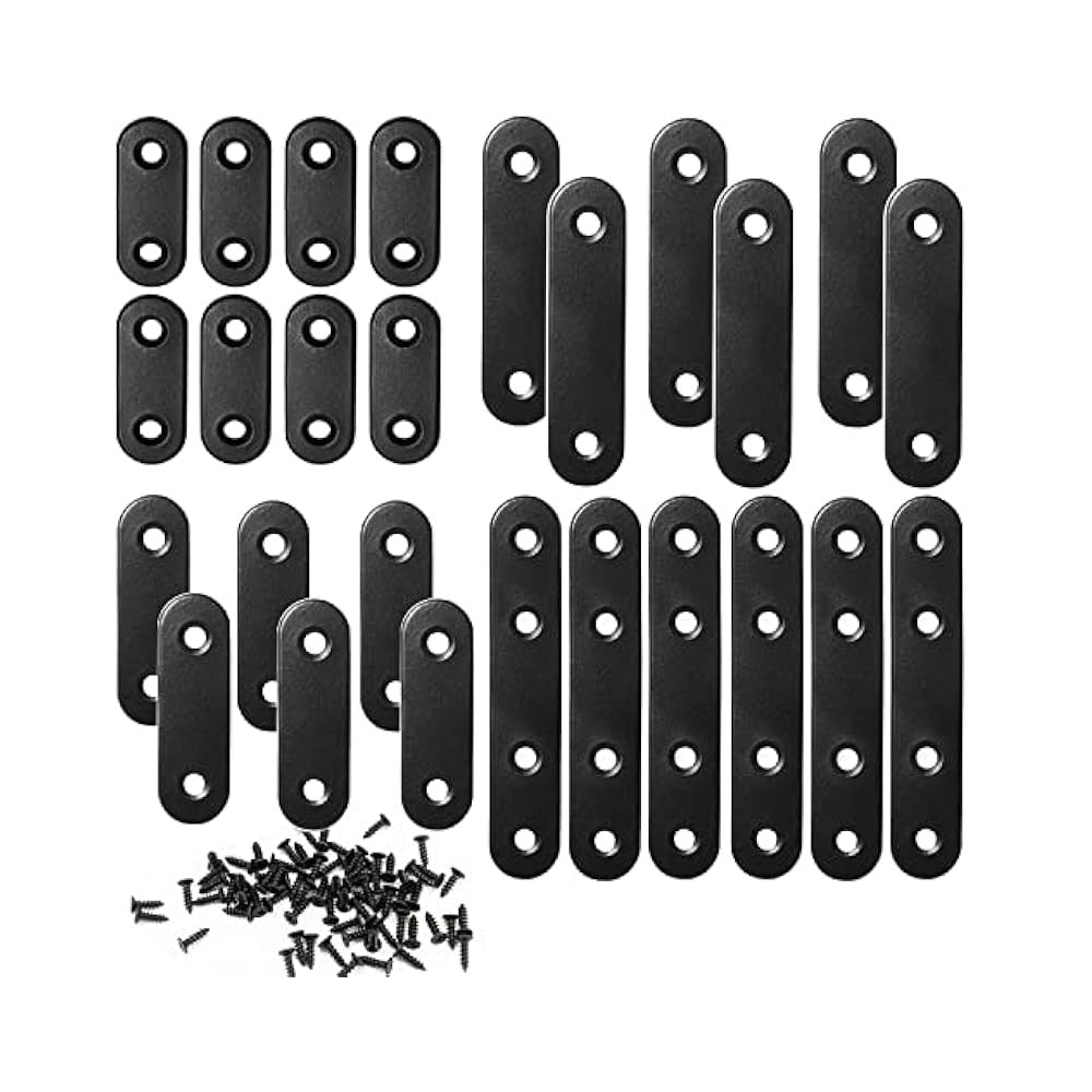 26 Sets Stainless Steel Flat Plate Brackets, 36-76mm, for Wood Repair
