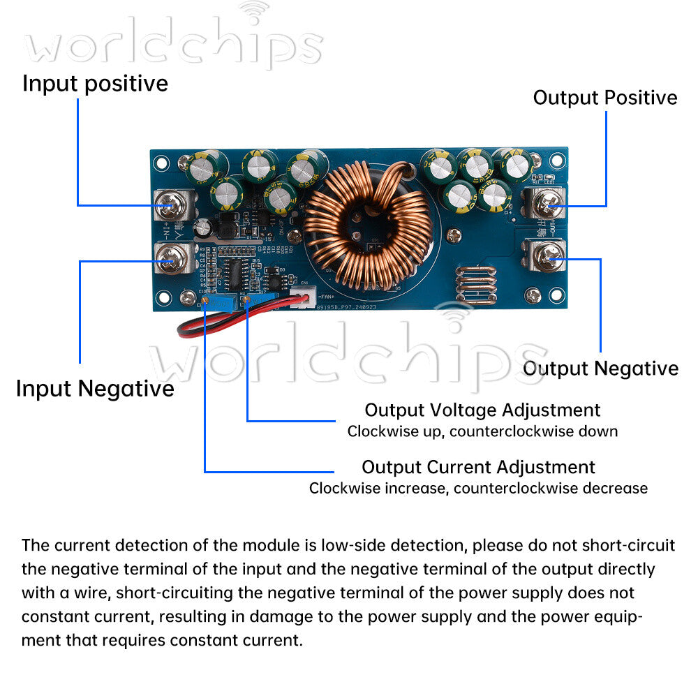 800W/1200W DC-DC Adjustable Buck Power Module DC15V-90V to DC2.5V-72V 28A/50A