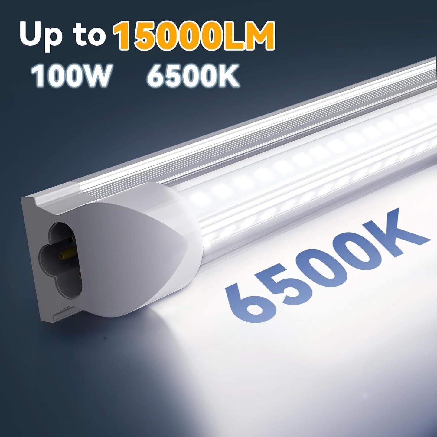 10-Pack 8FT 100W LED Shop Lights, 15000LM 6500K V-Shape Linkable Tubes