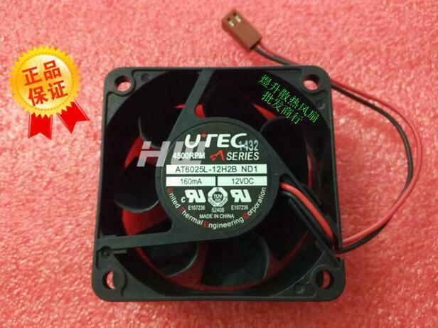 UTEC 6025 AT6025L-12H2B DC12V 160mA 60*60*25MM 4500RPM 2 wire dual ball fan