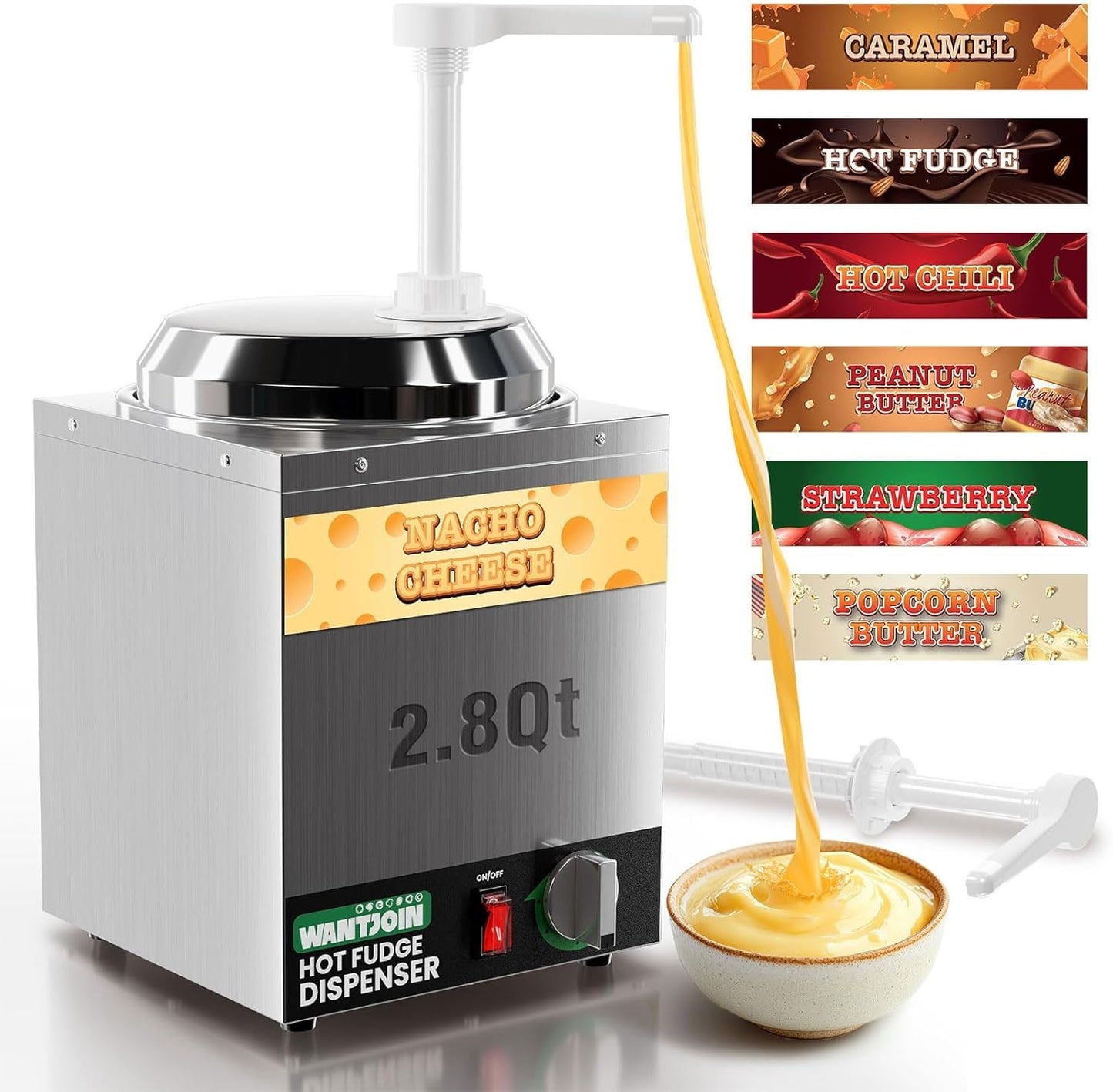 2.8Qt Nacho Cheese Dispenser with Pump - 5-Level Temperature Adjustment