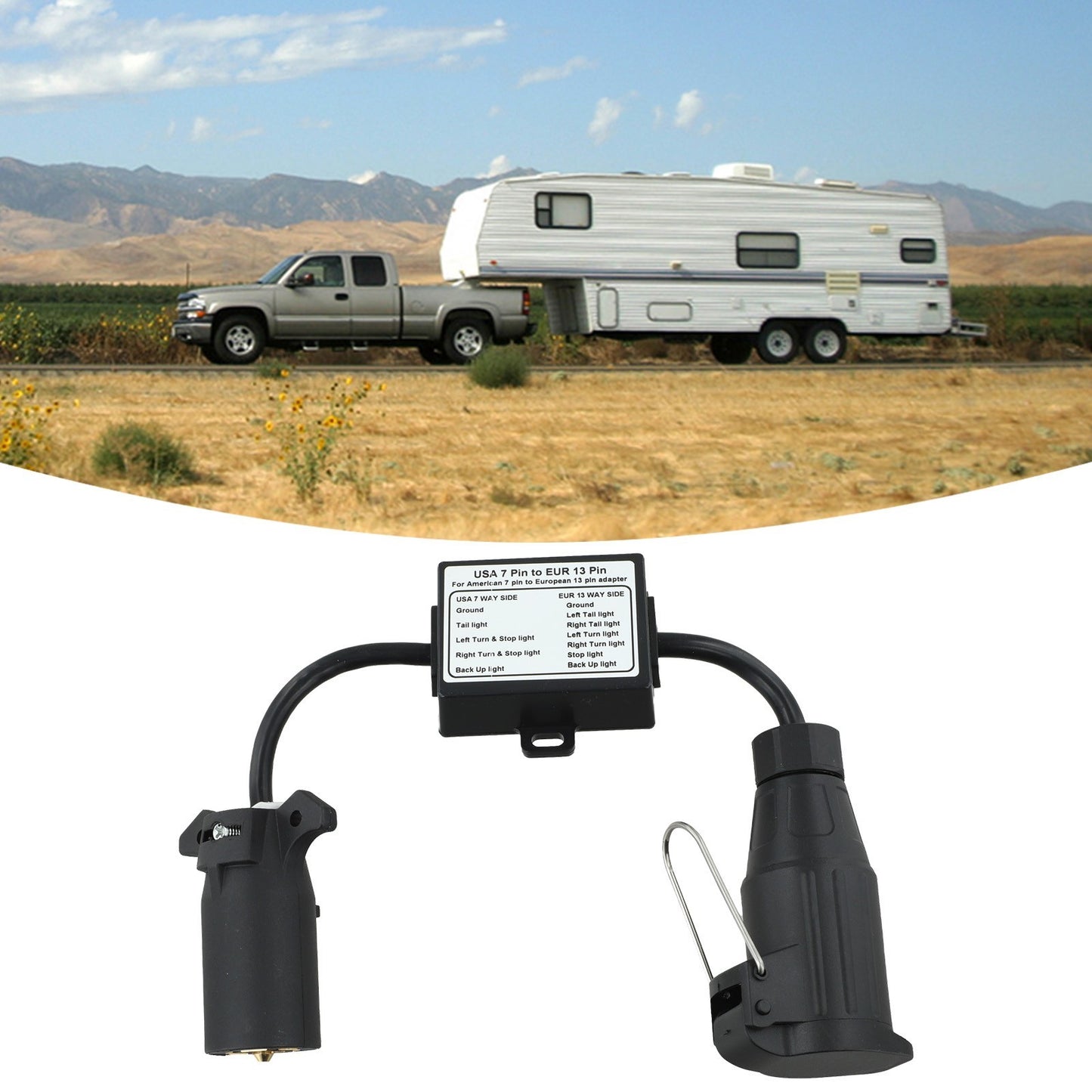 13-Pin Trailer Light Converter 7-Way Accessory Connector Electrical Parts