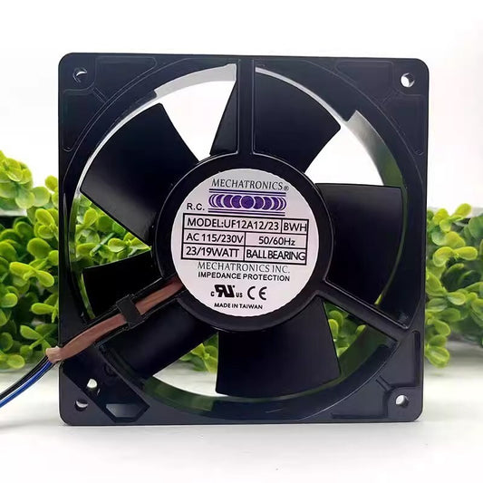 MECHATRONICS UF12A12/23 BWH AC115/230V 23/19W 12CM 4-Wire Dual Ball Cooling Fan