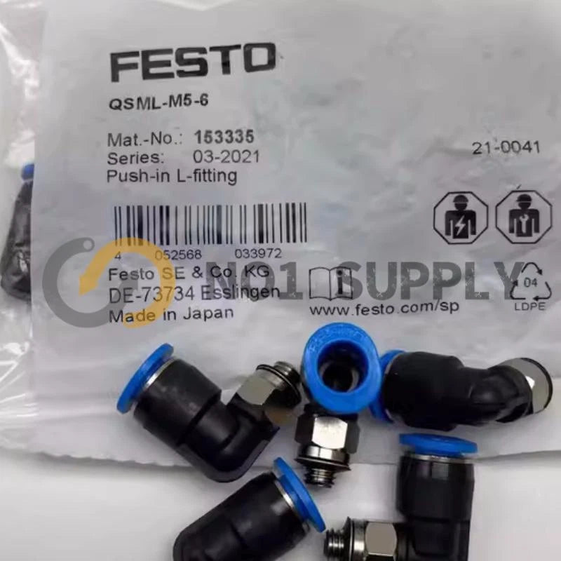 10PCS  FESTO Qsml-M5-6 153335 Push in fitting, mini series QSM #P