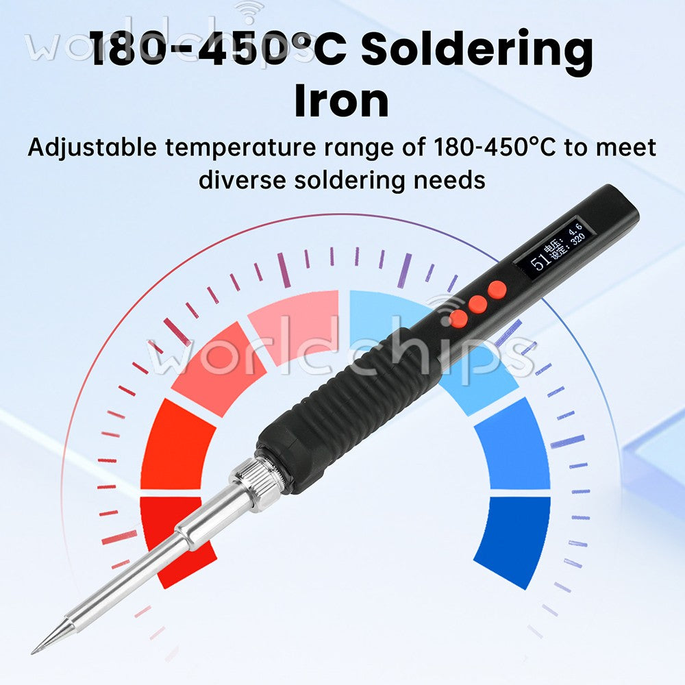 65W Soldering Iron Kit OLED PD Electric Heat Pencil Solder Tool Adjustable Temp