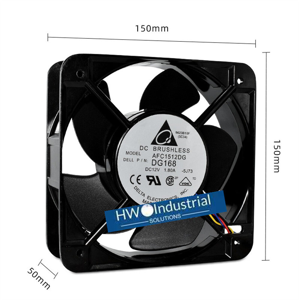 AFC1512DG 4-wire Delta 15050 12V 1.80A 15CM High Air Volume Metal Fram Fan