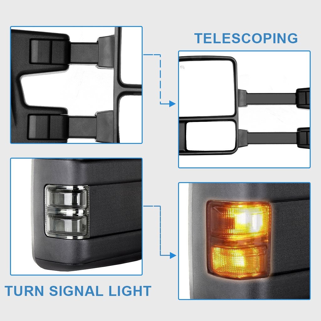 Right Side Power Heated Smoke Signal Tow Mirror For 08-16 Ford F250-F550