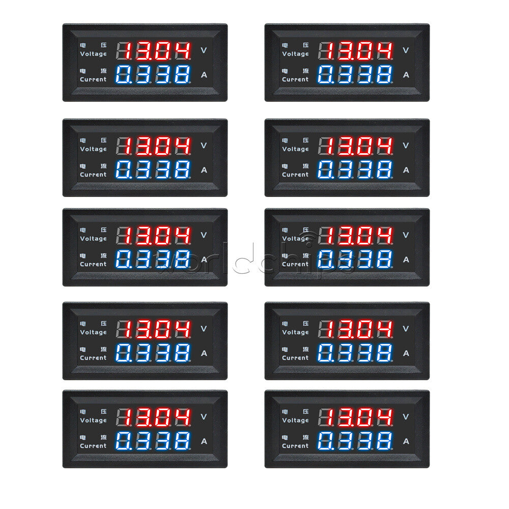 10PCS 4-Digital Dual LED DC0-200V 10A Voltmeter Current Ammeter Meter M4430