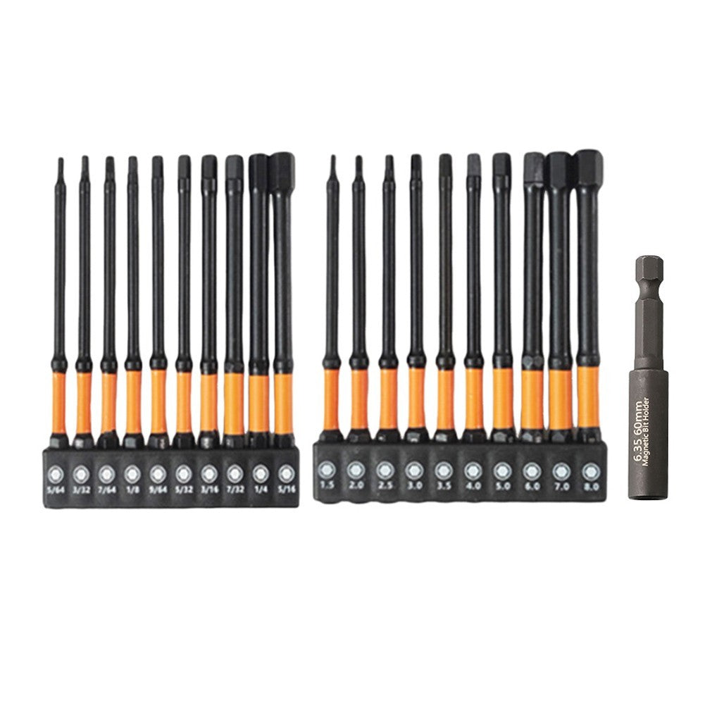 For Impact Hex Driver Bit Set 20pcs Metric SAE with Magnetic Holder 100mm