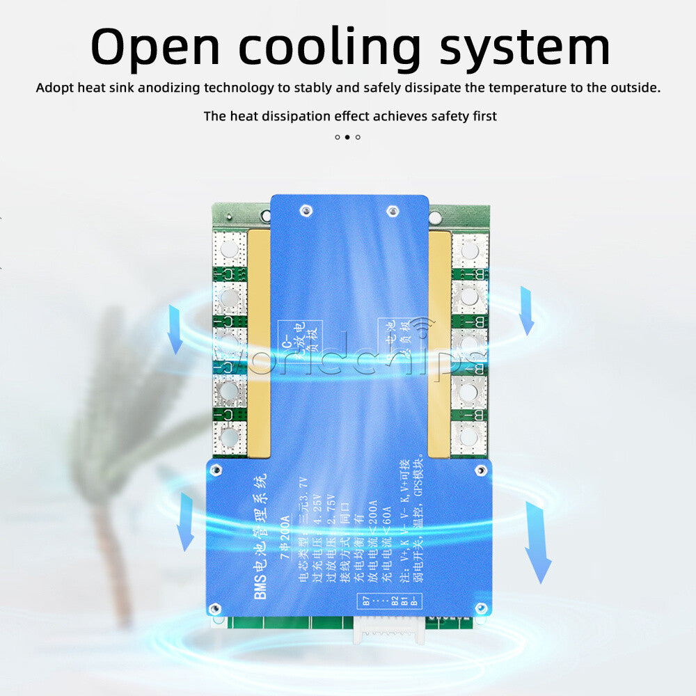 7S 24V 100/150/200A Li-ion Battery Protection Board with Balanced Temperature