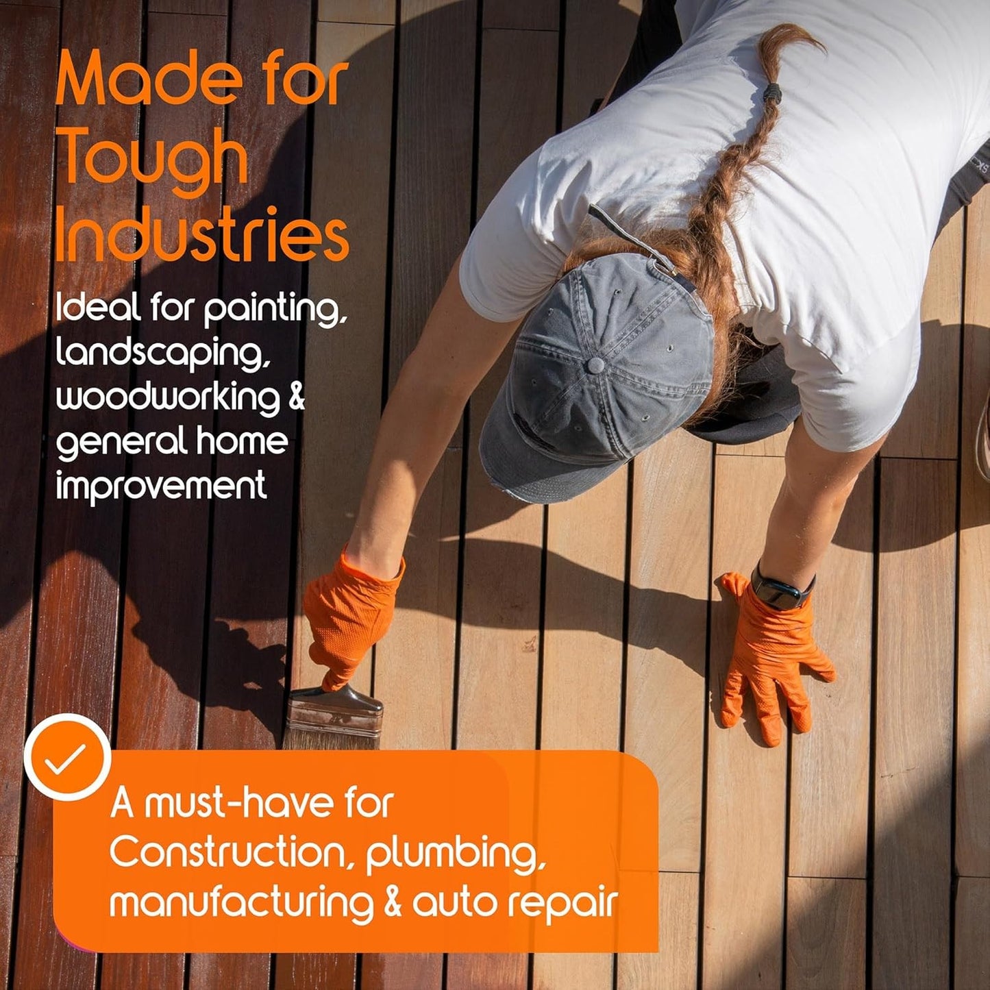 Inspire Heavy Duty Orange Nitrile Gloves | ULTRA 8 Mil Diamond Textured Grip | I