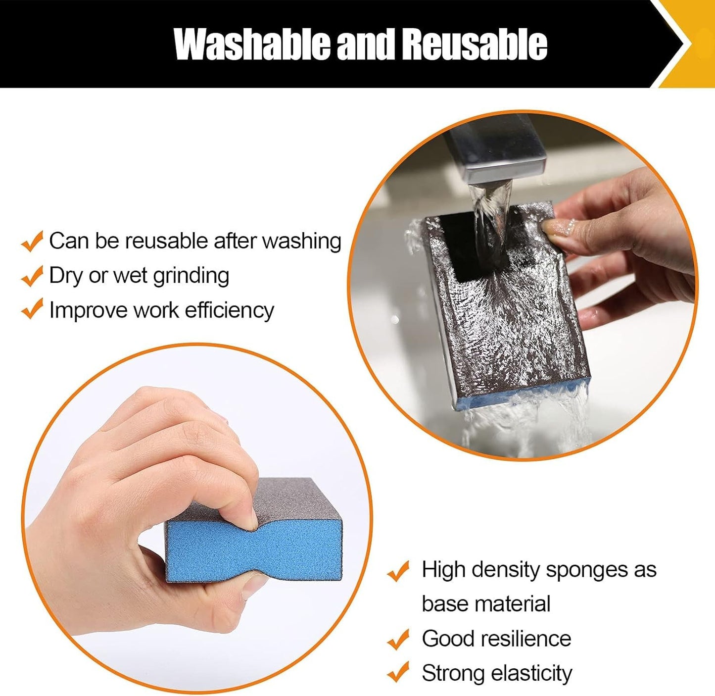 BOSHCRFAT 10 Pack Sanding Block, Washable and Reusable Sanding Sponge for Wood D