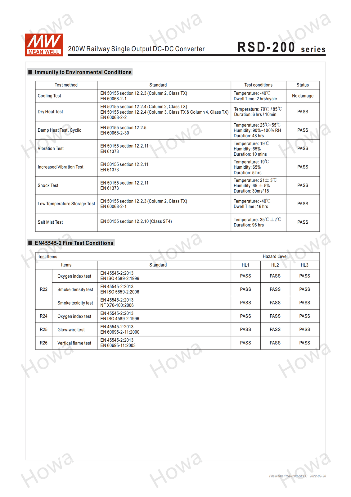 Mean Well Switching Power Supply RSD-200B/C/D 200W DC To DC 12V24V48V110 Railway
