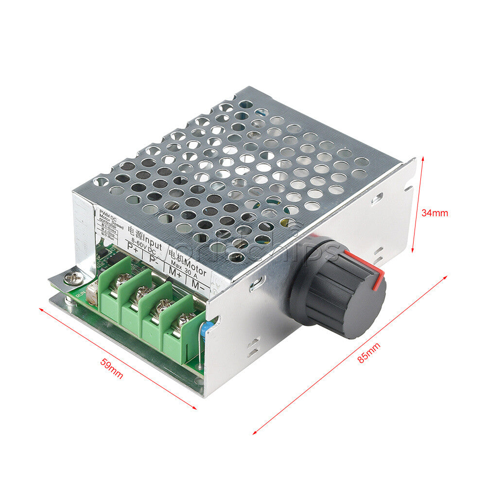 DC 8V-60V PWM DC Brush Brushed Motor Governor LED Dimming Controller 30A