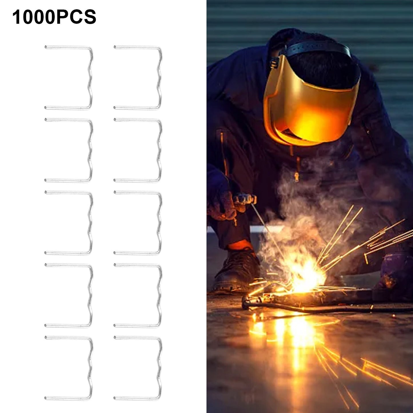 1000PCS Standard Pre Cut 0.8mm Flat Hot Staple For Plastic-Stapler Repair Welder