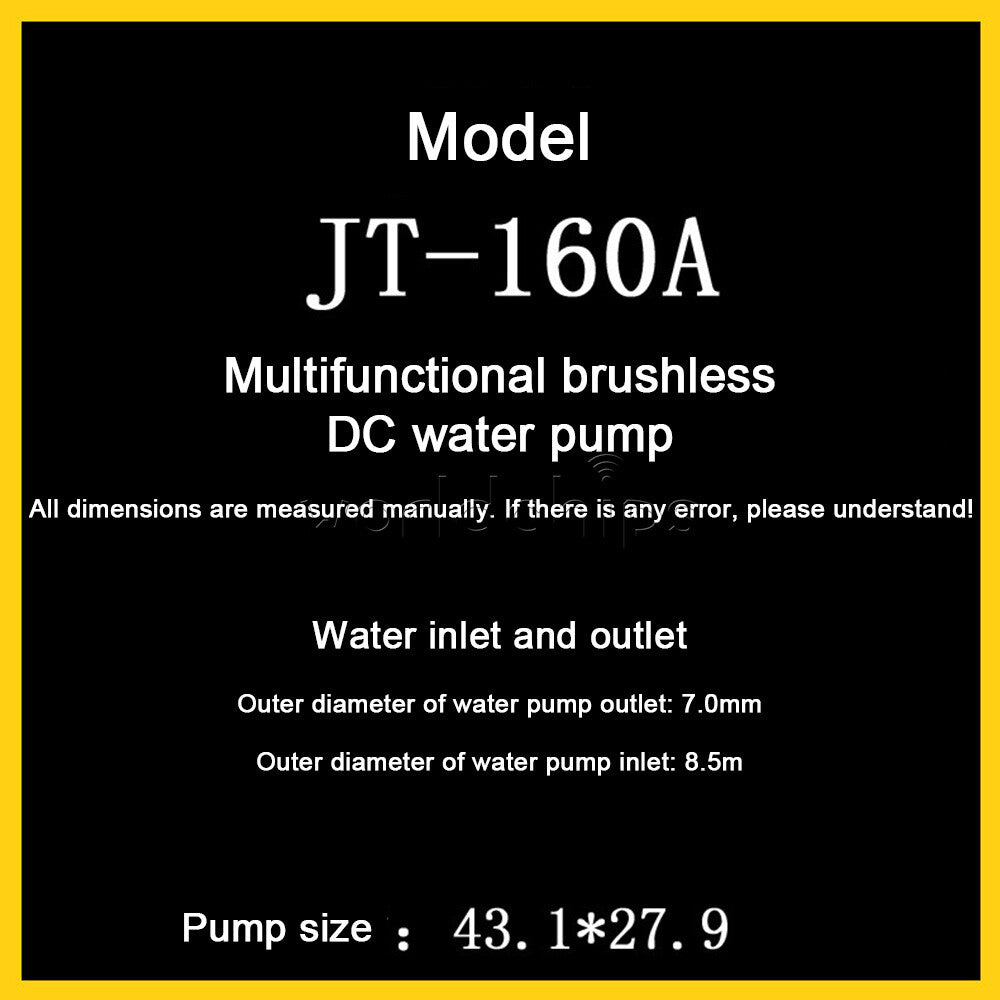 JT-160A DC12V Brushless Small Water Pump Submersible Motor Pump 240L/H Female Pl